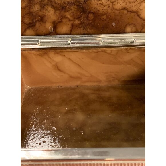 Vintage Italian Marble Tortoiseshell Look Hinged Box Silver-Tone Trim Jewelry Tr - Picture 9 of 16